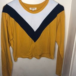 yellow long sleeve cropped top with stripes